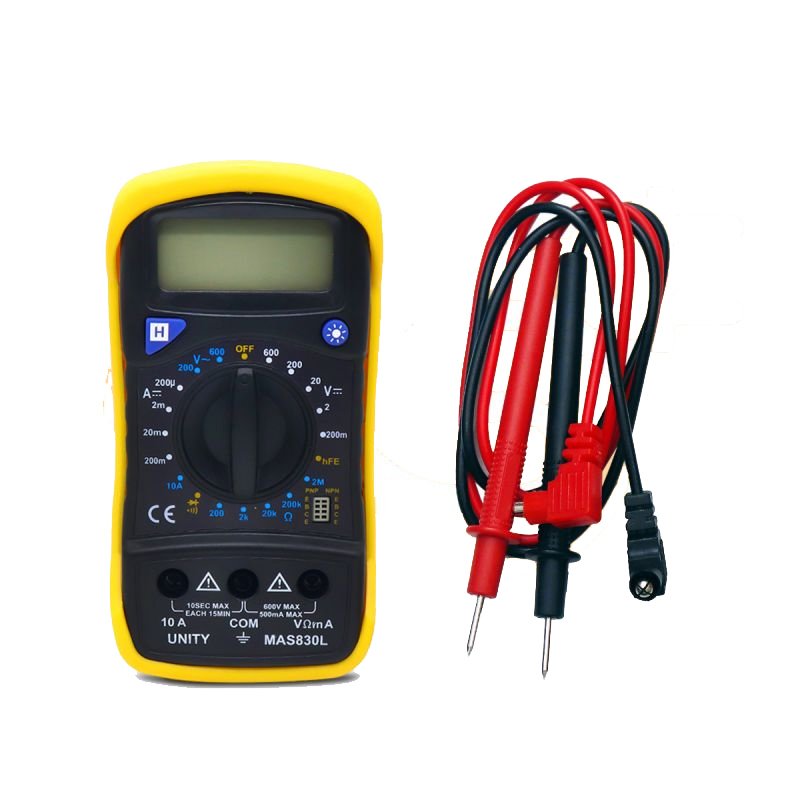 MAS830L Digital multimeter for measuring AC and DC voltage, DC current and resistance with LCD display